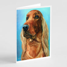 Load image into Gallery viewer, Irish Setter in Blue Greeting Cards -  Blank Note Cards – 8-Pack of Artist-Designed Cards with Envelopes
