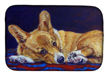 Load image into Gallery viewer, Corgi Blue Lonesome Dish Drying Mat – Absorbent, Artistic Kitchen Essentials 7320DDM