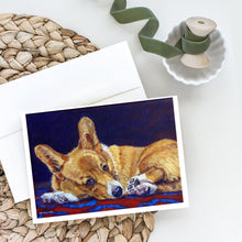 Load image into Gallery viewer, Corgi Blue Lonesome Greeting Cards -  Blank Note Cards – 8-Pack of Artist-Designed Cards with Envelopes
