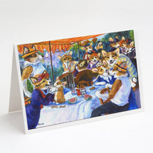 Load image into Gallery viewer, Corgi Boating Party Greeting Cards -  Blank Note Cards – 8-Pack of Artist-Designed Cards with Envelopes