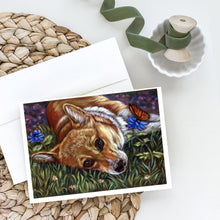 Load image into Gallery viewer, Corgi Pastel Butterfly Greeting Cards -  Blank Note Cards – 8-Pack of Artist-Designed Cards with Envelopes