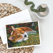 Load image into Gallery viewer, Corgi Pastel Hummingbird Greeting Cards -  Blank Note Cards – 8-Pack of Artist-Designed Cards with Envelopes