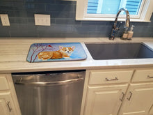 Load image into Gallery viewer, Corgi Pup Snow Cardinal Dish Drying Mat – Absorbent, Artistic Kitchen Essentials 7327DDM