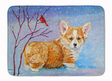 Load image into Gallery viewer, Corgi Pup Snow Cardinal Machine Washable Memory Foam Mat 7327RUG