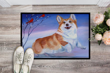 Load image into Gallery viewer, Corgi Snow Cardinal Doormat - 24x36 Decorative Floor Mat – Indoor/Outdoor Rug