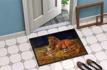 Load image into Gallery viewer, Corgi Sunrise with Colt  Doormat - 24x36 Decorative Floor Mat – Indoor/Outdoor Rug