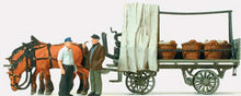 Load image into Gallery viewer, Preiser 30449 HO Scale Working People -- Farm Wagon w/Horses &amp; Figures