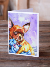 Load image into Gallery viewer, Chihuahua with Teddy Bear Greeting Cards -  Blank Note Cards – 8-Pack of Artist-Designed Cards with Envelopes