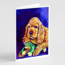Load image into Gallery viewer, Cocker Spaniel with Frog Greeting Cards -  Blank Note Cards – 8-Pack of Artist-Designed Cards with Envelopes
