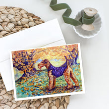Load image into Gallery viewer, Autumn Airedale Terrier Greeting Cards -  Blank Note Cards – 8-Pack of Artist-Designed Cards with Envelopes