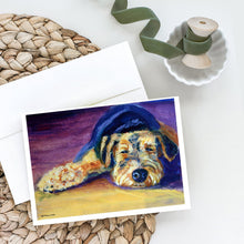 Load image into Gallery viewer, Snoozer Airedale Terrier Greeting Cards -  Blank Note Cards – 8-Pack of Artist-Designed Cards with Envelopes