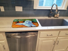 Load image into Gallery viewer, Bichon Frise on the patio Dish Drying Mat – Absorbent, Artistic Kitchen Essentials 7346DDM