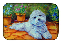 Load image into Gallery viewer, Bichon Frise on the patio Dish Drying Mat – Absorbent, Artistic Kitchen Essentials 7346DDM