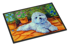 Load image into Gallery viewer, Bichon Frise on the patio Doormat - 24x36 Decorative Floor Mat – Indoor/Outdoor Rug