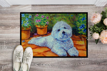 Load image into Gallery viewer, Bichon Frise on the patio Doormat - 18x27 Decorative Floor Mat – Indoor/Outdoor Rug with Artistic Flair 7346MAT
