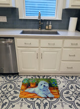 Load image into Gallery viewer, Bichon Frise on the patio Machine Washable Memory Foam Mat 7346RUG