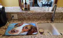 Load image into Gallery viewer, Snow Baby Brittany Spaniel Dish Drying Mat – Absorbent, Artistic Kitchen Essentials 7348DDM