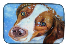 Load image into Gallery viewer, Snow Baby Brittany Spaniel Dish Drying Mat – Absorbent, Artistic Kitchen Essentials 7348DDM