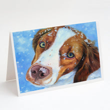 Load image into Gallery viewer, Snow Baby Brittany Spaniel Greeting Cards -  Blank Note Cards – 8-Pack of Artist-Designed Cards with Envelopes