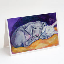 Load image into Gallery viewer, Weimaraner Snuggle Bunny Greeting Cards -  Blank Note Cards – 8-Pack of Artist-Designed Cards with Envelopes