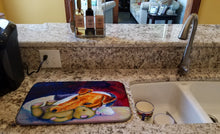 Load image into Gallery viewer, Fox Terrier and Teddy Bear Dish Drying Mat – Absorbent, Artistic Kitchen Essentials 7355DDM