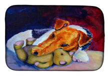 Load image into Gallery viewer, Fox Terrier and Teddy Bear Dish Drying Mat – Absorbent, Artistic Kitchen Essentials 7355DDM