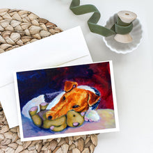 Load image into Gallery viewer, Fox Terrier and Teddy Bear Greeting Cards -  Blank Note Cards – 8-Pack of Artist-Designed Cards with Envelopes