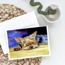 Load image into Gallery viewer, Yorkie Taking a Nap Greeting Cards -  Blank Note Cards – 8-Pack of Artist-Designed Cards with Envelopes
