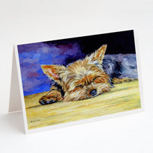Load image into Gallery viewer, Yorkie Taking a Nap Greeting Cards -  Blank Note Cards – 8-Pack of Artist-Designed Cards with Envelopes