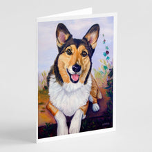 Load image into Gallery viewer, Pembroke Corgi Waiting Greeting Cards -  Blank Note Cards – 8-Pack of Artist-Designed Cards with Envelopes