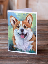 Load image into Gallery viewer, Pembroke Corgi Happy Face Greeting Cards -  Blank Note Cards – 8-Pack of Artist-Designed Cards with Envelopes