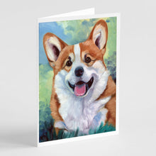 Load image into Gallery viewer, Pembroke Corgi Happy Face Greeting Cards -  Blank Note Cards – 8-Pack of Artist-Designed Cards with Envelopes