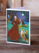 Load image into Gallery viewer, Fairy Moon Dance with Corgi Greeting Cards -  Blank Note Cards – 8-Pack of Artist-Designed Cards with Envelopes