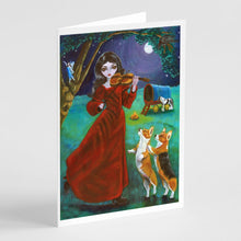 Load image into Gallery viewer, Fairy Moon Dance with Corgi Greeting Cards -  Blank Note Cards – 8-Pack of Artist-Designed Cards with Envelopes