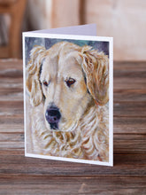 Load image into Gallery viewer, Golden Retriver Contemplation Greeting Cards -  Blank Note Cards – 8-Pack of Artist-Designed Cards with Envelopes