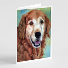 Load image into Gallery viewer, Golden Retriver Good Boy Greeting Cards -  Blank Note Cards – 8-Pack of Artist-Designed Cards with Envelopes