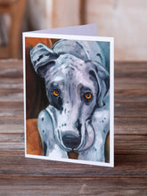 Load image into Gallery viewer, Great Dane Waiting Patiently Greeting Cards -  Blank Note Cards – 8-Pack of Artist-Designed Cards with Envelopes