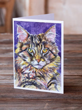 Load image into Gallery viewer, Maine Coon Sassy Greeting Cards -  Blank Note Cards – 8-Pack of Artist-Designed Cards with Envelopes