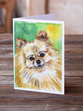 Load image into Gallery viewer, Pomeranian Sissy Greeting Cards -  Blank Note Cards – 8-Pack of Artist-Designed Cards with Envelopes