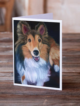 Load image into Gallery viewer, Sheltie Stand Off Greeting Cards -  Blank Note Cards – 8-Pack of Artist-Designed Cards with Envelopes