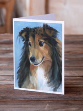 Load image into Gallery viewer, Sheltie Good Boy Greeting Cards -  Blank Note Cards – 8-Pack of Artist-Designed Cards with Envelopes