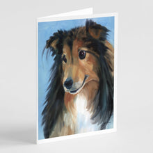 Load image into Gallery viewer, Sheltie Good Boy Greeting Cards -  Blank Note Cards – 8-Pack of Artist-Designed Cards with Envelopes