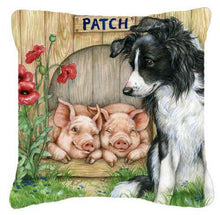 Load image into Gallery viewer, Patch the Border Collie and Piglet Friends Canvas Decorative Pillow CDCO0362PW1414