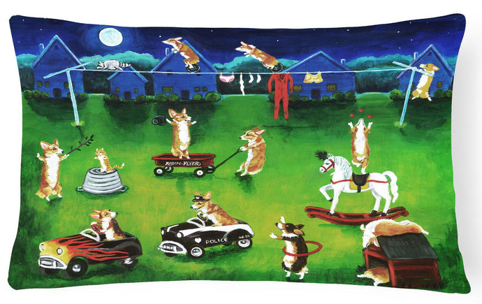 Corgi Backyard Circus Fabric Decorative Pillow 7403PW1216