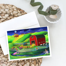 Load image into Gallery viewer, Corgi Barn Dance Greeting Cards -  Blank Note Cards – 8-Pack of Artist-Designed Cards with Envelopes