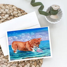 Load image into Gallery viewer, Corgi Sea Shell Find Greeting Cards -  Blank Note Cards – 8-Pack of Artist-Designed Cards with Envelopes