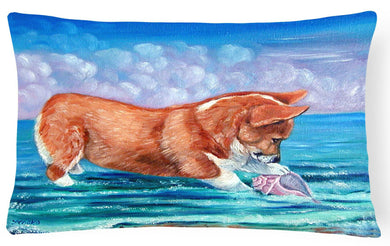 Corgi Sea Shell Find Fabric Decorative Pillow 7407PW1216