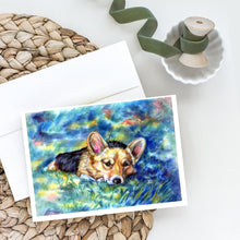 Load image into Gallery viewer, Corgi Tuckered Out Greeting Cards -  Blank Note Cards – 8-Pack of Artist-Designed Cards with Envelopes