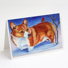 Load image into Gallery viewer, Corgi Cardinal Buddy Greeting Cards -  Blank Note Cards – 8-Pack of Artist-Designed Cards with Envelopes