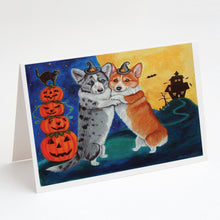 Load image into Gallery viewer, Corgi Halloween Scare Greeting Cards -  Blank Note Cards – 8-Pack of Artist-Designed Cards with Envelopes